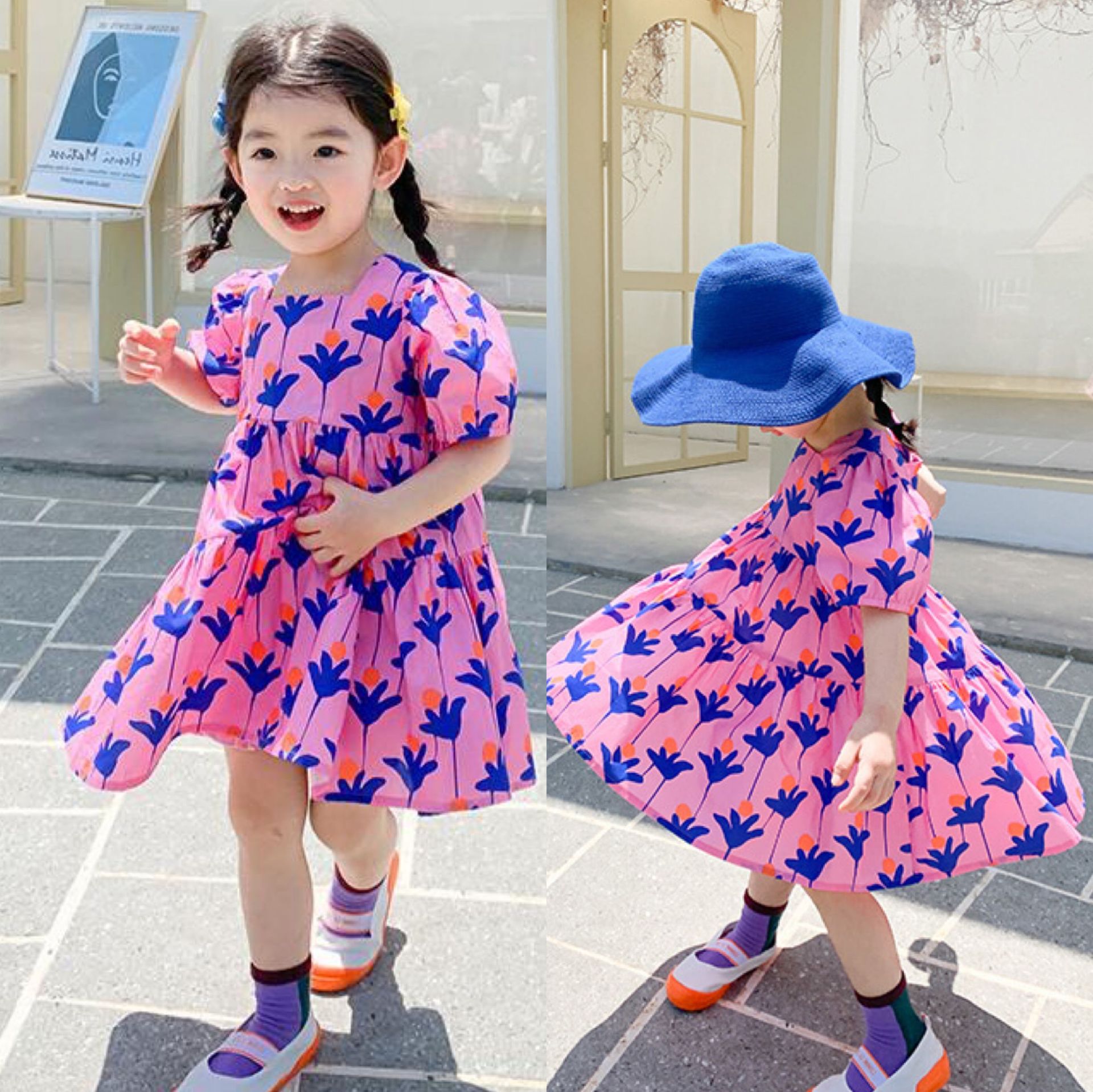 Children's flower dress Summer Girls cute skirt children's dress 3-8 years old children's clothing a generation of hair