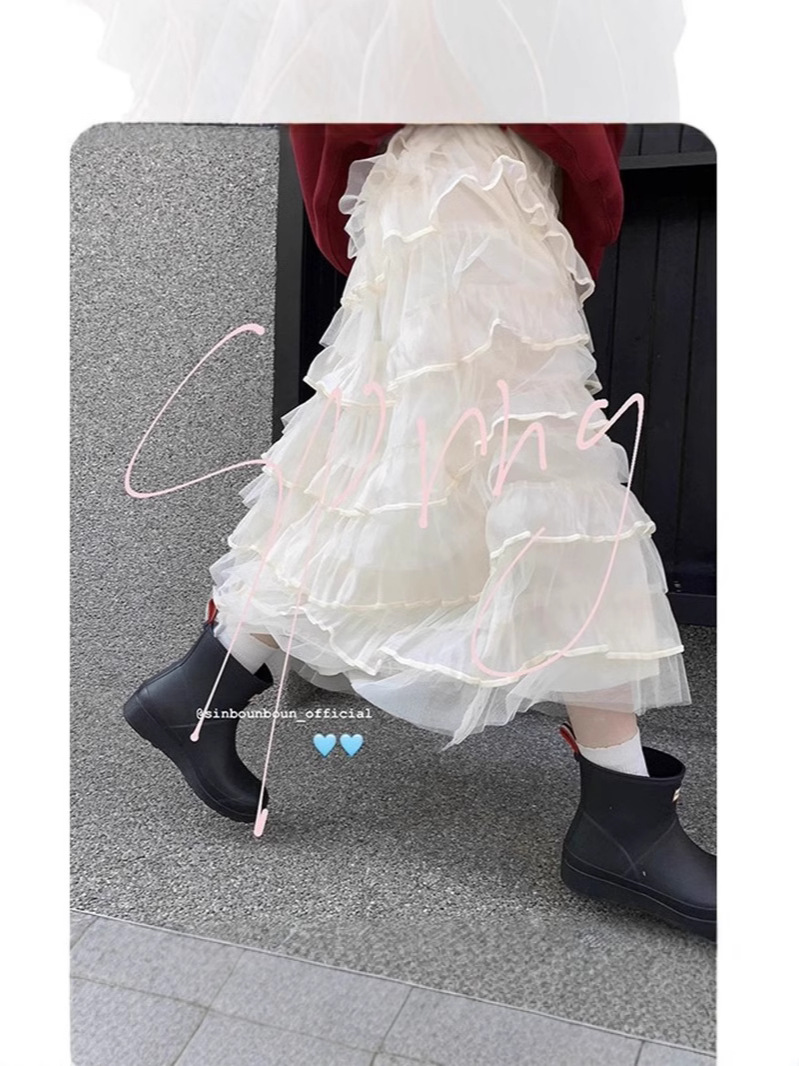 Puff Ballet French Sweet Layered Cake Skirt Fantasy Mesh Skirt Romantic High Waist Slimming Skirt Long Skirt