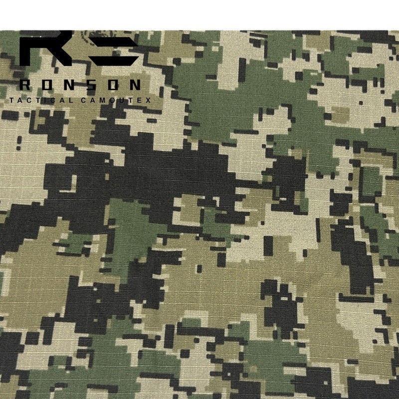 Picture of Rongsheng factory in stock digital electronic camouflage nylon cotton plat comfortable wear-resistant outdoor fabric