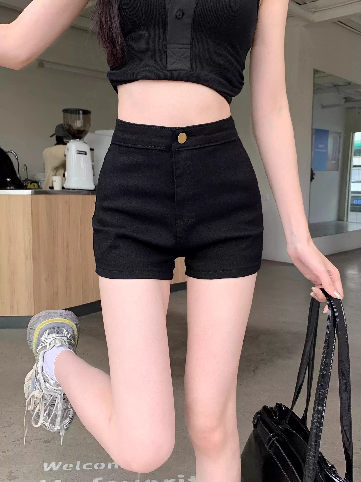 Summer Black Sexy Trendy Denim Shorts for Women A-Line Hot Pants Slimming Leg-Enhancing American High-End Style Ins Hot Pants