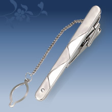 Picture of Metal tie clip men's suit chain 140 simple flower type business atmosphere with drill tie clip