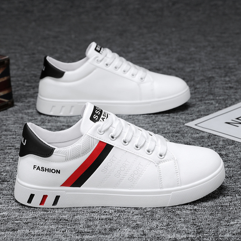 Men's White Sneakers 2025 Spring New Thick-Soled Trendy Shoes Korean Design Versatile Youth Flat Sneakers