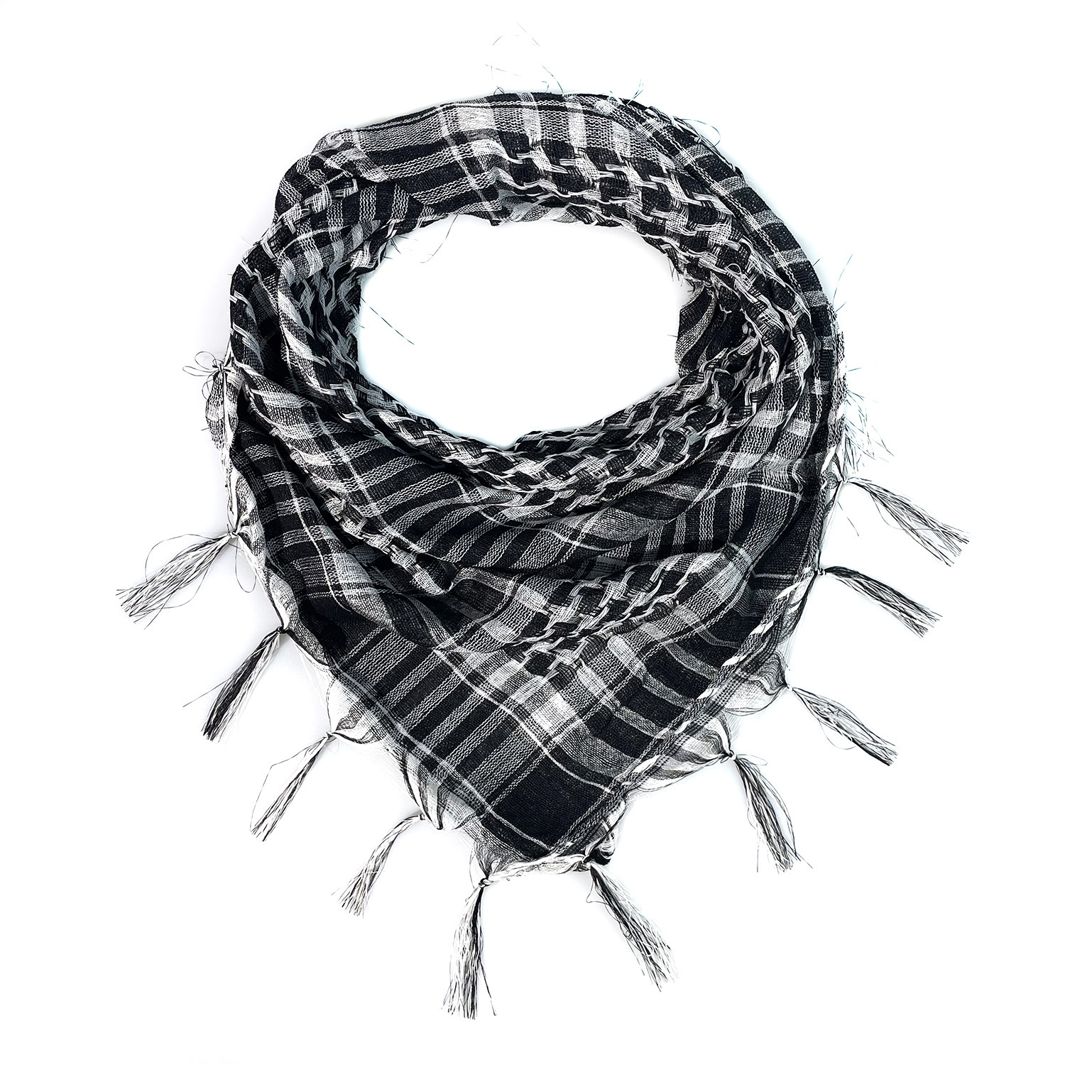 Picture of Net Silk Houndstooth Square Scarf Arabian Headscarf Outdoor Military Fan Tactical Export Tassel Desert Scarf Cross-border