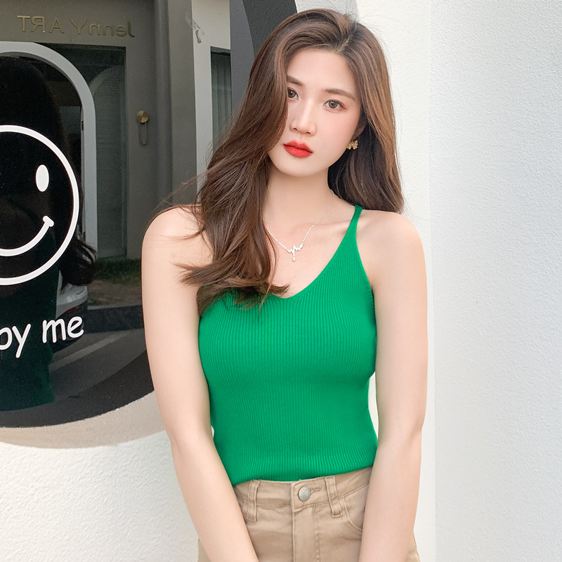 Picture of 2025 Spring and Summer Camisole Women's Spice Girl Short Knitted Casual Slim-fit Sleeveless Base Top