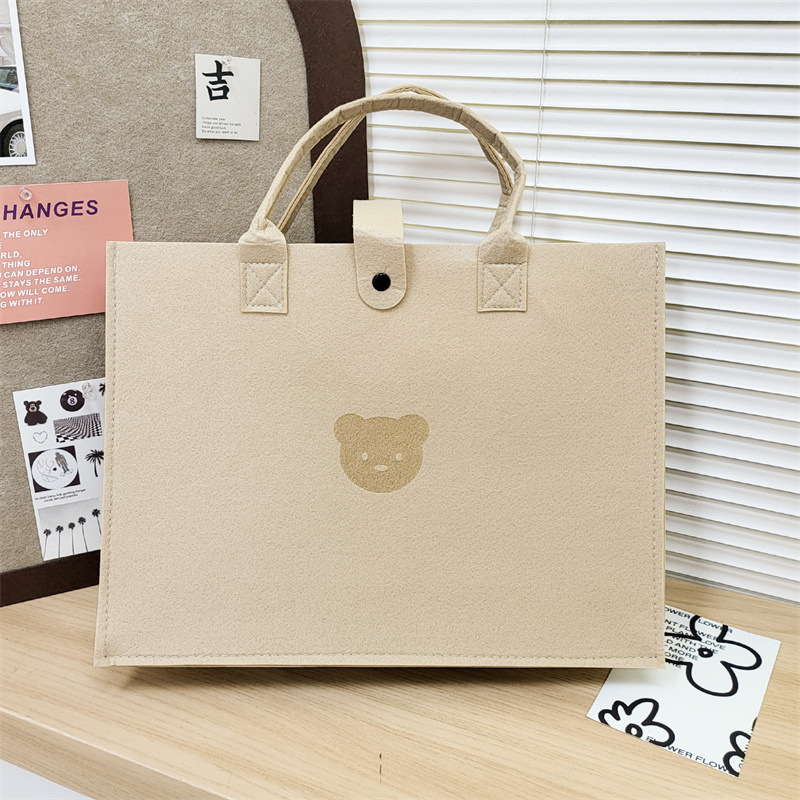 Felt Bag Cartoon Tote Bag Handbag Solid Color Simple Shopping Storage Bag Recommended Large Capacity Storage Thickened