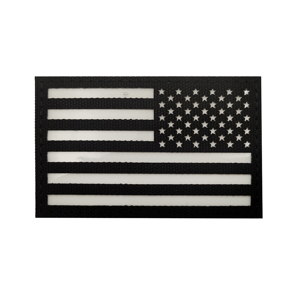 Picture of Haike Outdoor Spot Laser Cut American Ir Reflective Tactical Morale Badge Reflective Velcro Strip Flag