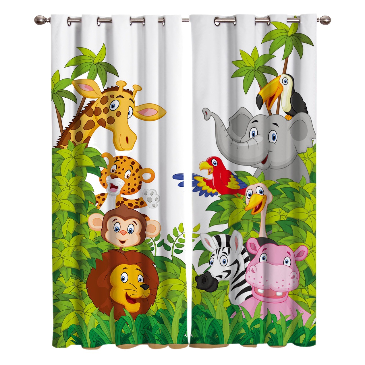 Animal scenery cross-border foreign trade curtain living room bedroom decorative curtain black silk arbitrary pattern AliExpress FBA