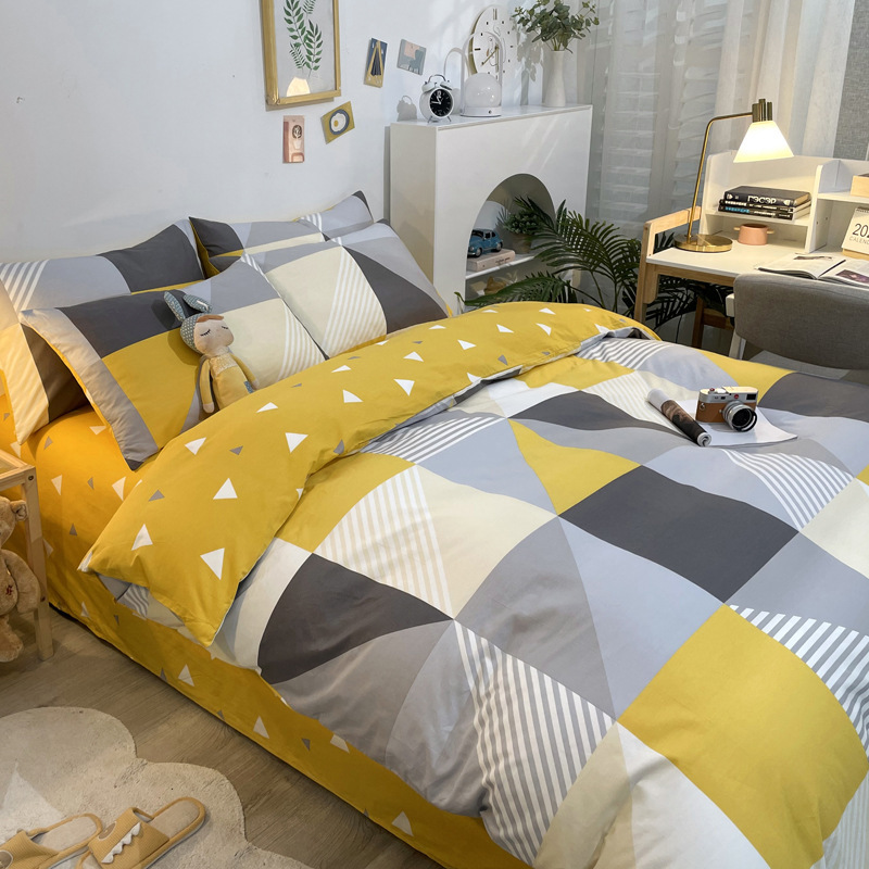 Picture of Nantong bed four-piece cotton sheet Nordic style 100 cotton four-piece set three-piece set Wholesale