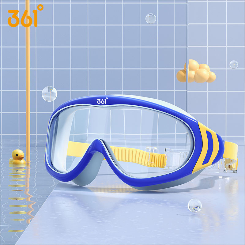 Picture of 361 Kidsren's Swimming Goggles for Boys and Girls High-Definition Waterproof and Anti-Fog Large-Frame Swimming Goggles Professional Swimming Goggles Swimming Cap Swimming Set