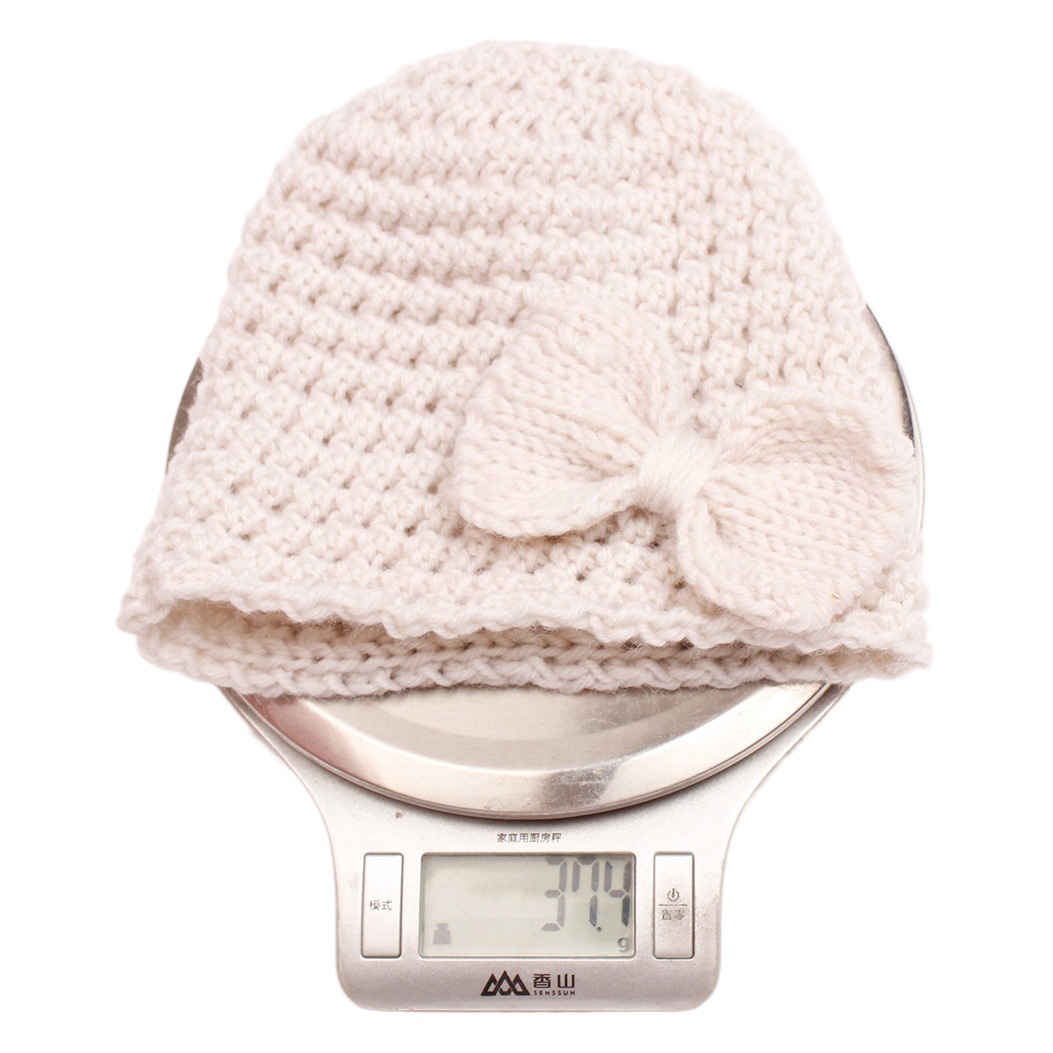 2023 European and American autumn and winter baby wool hat children solid color comfortable bow cap baby hat