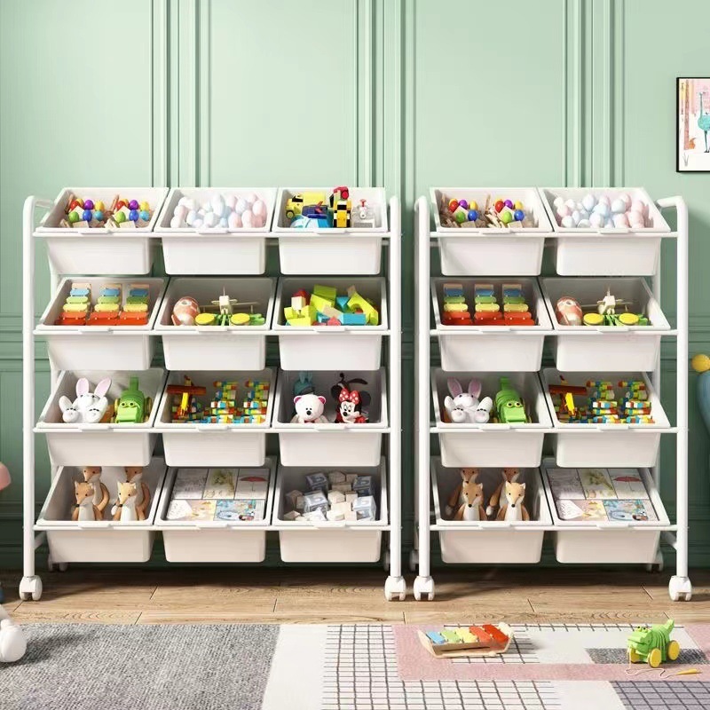 Children's Toy Storage Shelf Baby Classification Multi-layer Large Capacity Children's Room Floor Movable Fit Cabinet