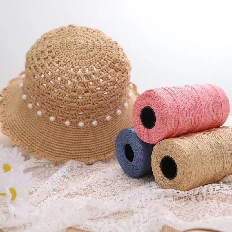 Mercerized cotton hemp hat line hollow line light body Ice Silk flat belt line hook hat line cushion diy material package wholesale