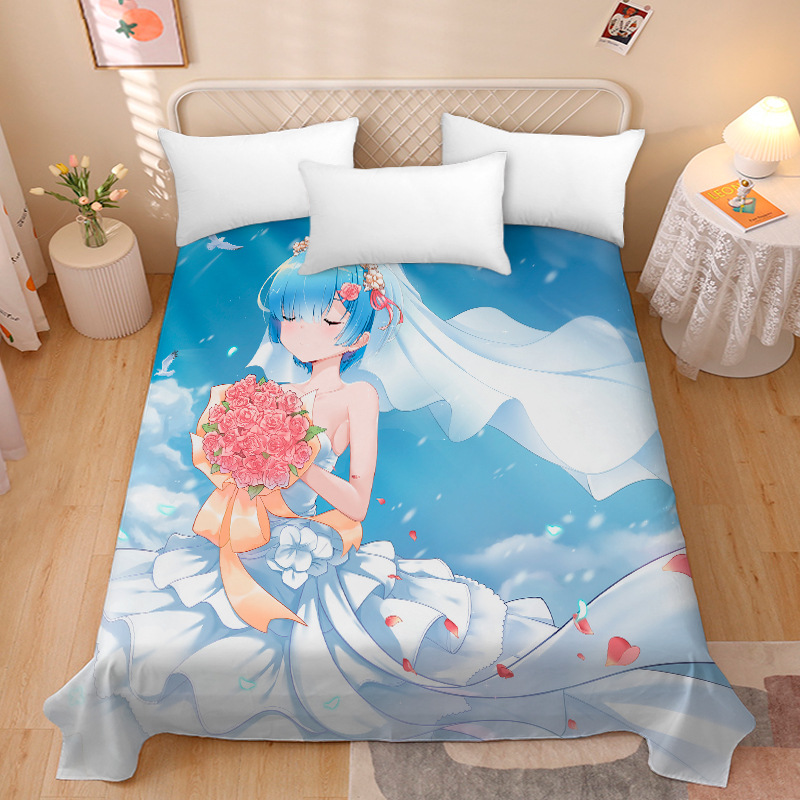 Picture of Anime Two-Dimensional Anime Rem Picture Gentleman 3D Beauty Bed Bed Sheets Single Piece Student Dormitory 1.9m