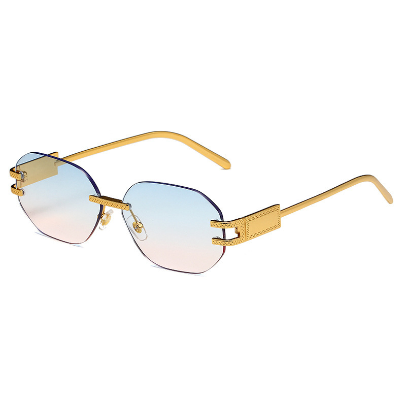 Picture of Cross-Border New Ins Style Frameless Cut-Edge Sunglasses Polygonal Fashion Internet Celebrity Sunglasses Women's Trendy Street Style Sunglasses
