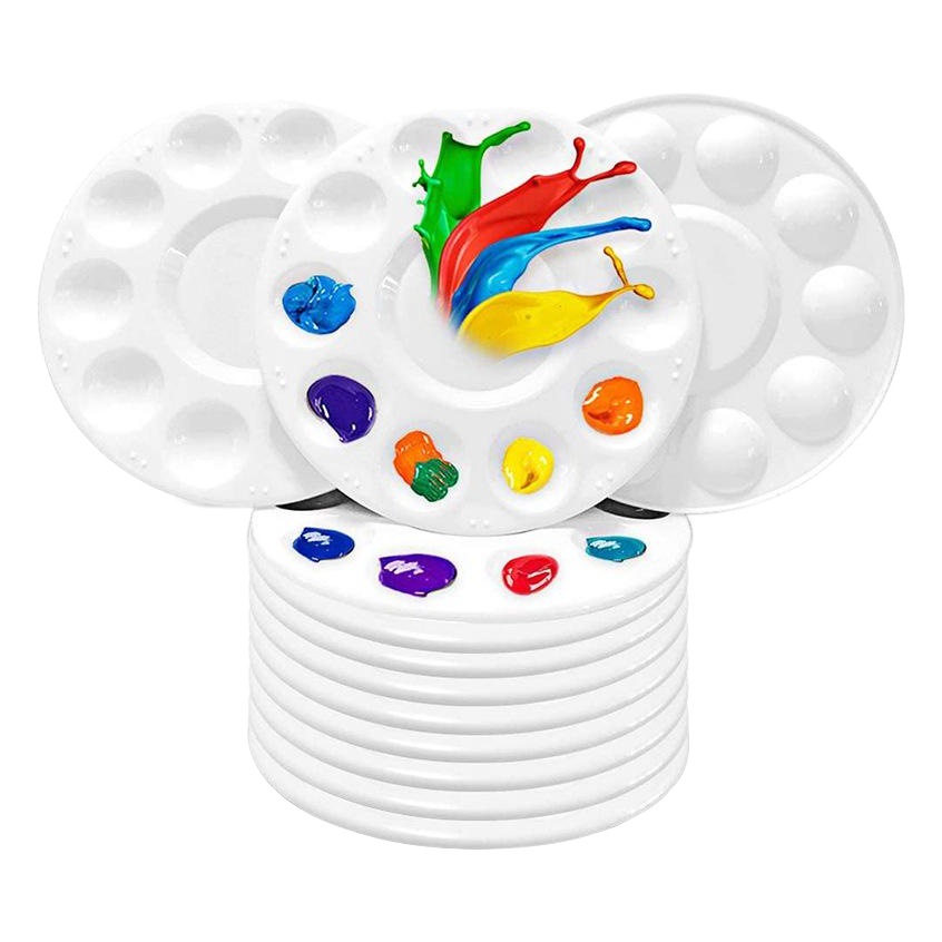 [xunliduocai] Amazon 17cm white watercolor palette round plastic paint plate art supplies