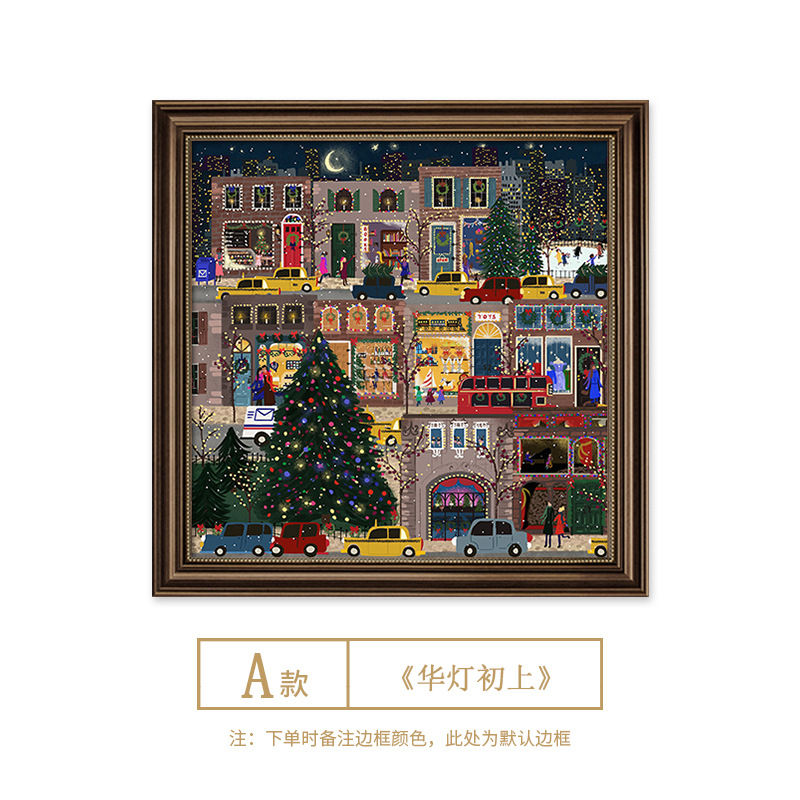 Picture of Winter Lights Hanging Painting Christmas Decorative Painting American Entrance Entrance Auschle Murals Bedroom Painting Restaurant High-level Oil Painting