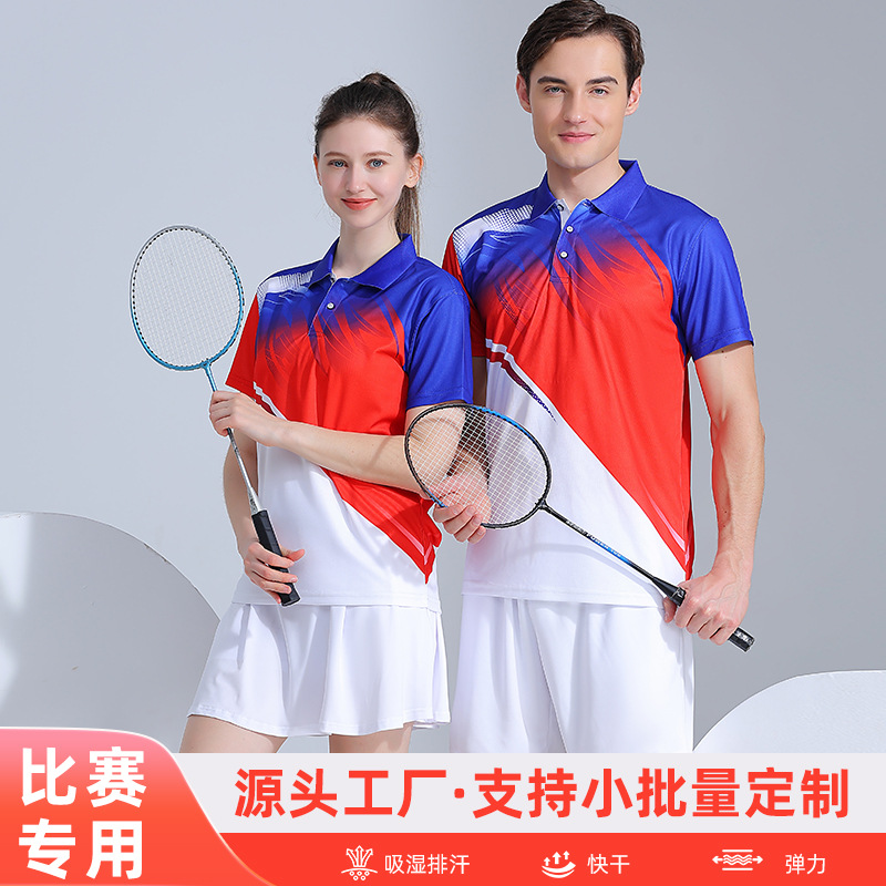 Quick Drying Badminton Suit Top in stock Wholesale Tennis Suit Table Tennis Suit Training Competition Suit T-Shirt Custom Printing