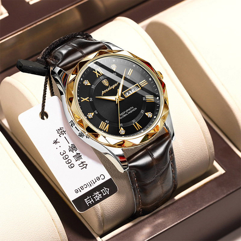 Picture of Swiss brand waterproof luminous new men's watch belt quartz watch live foreign trade explosions a generation of hair