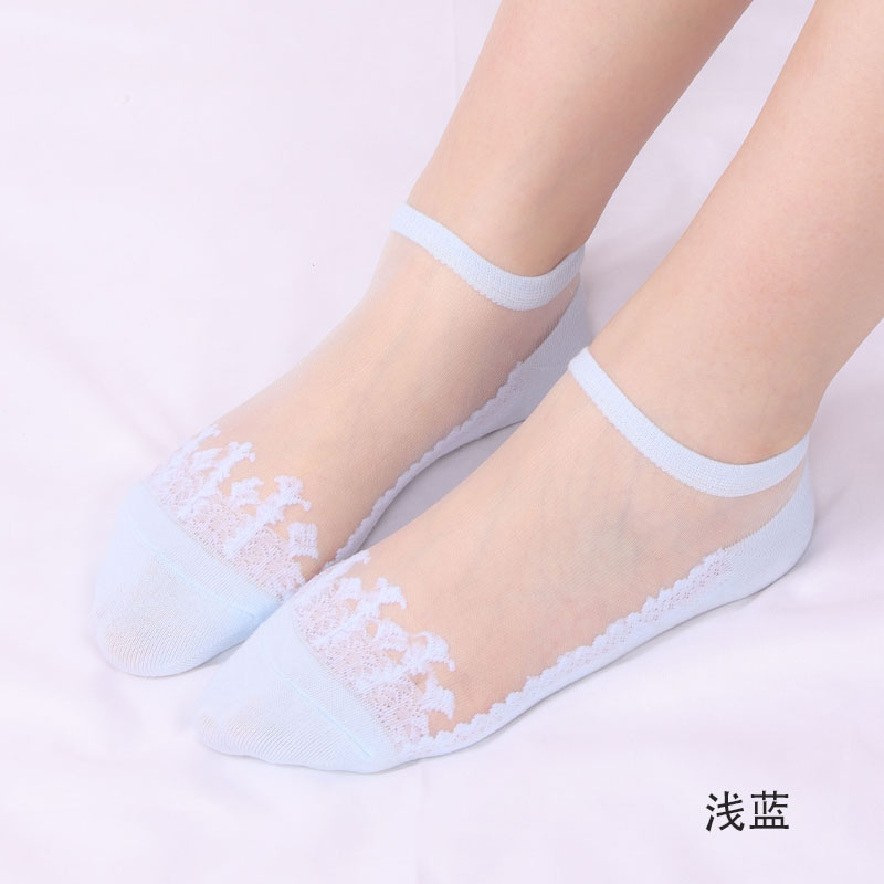 Picture of Jacquard Cool Transparent Crystal Glass Stockings Women's Short Socks Women's Summer Thin Invisible Socks Boat Socks Wholesale
