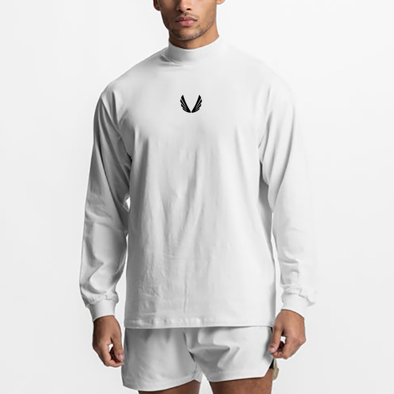 Muscle bodybuilding training Sports running basketball long sleeve men's casual cotton top T-shirt Korean fashion style