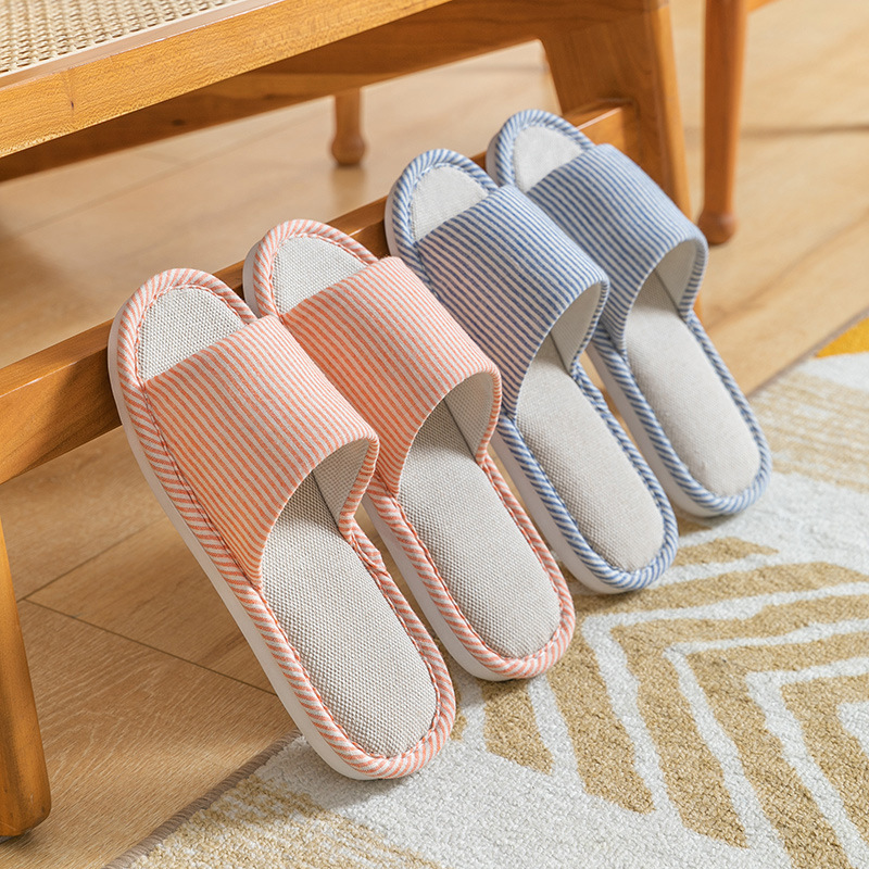Linen slippers women's spring and autumn four seasons indoor household cotton and linen stepping on feeling home non-slip summer male couple wholesale