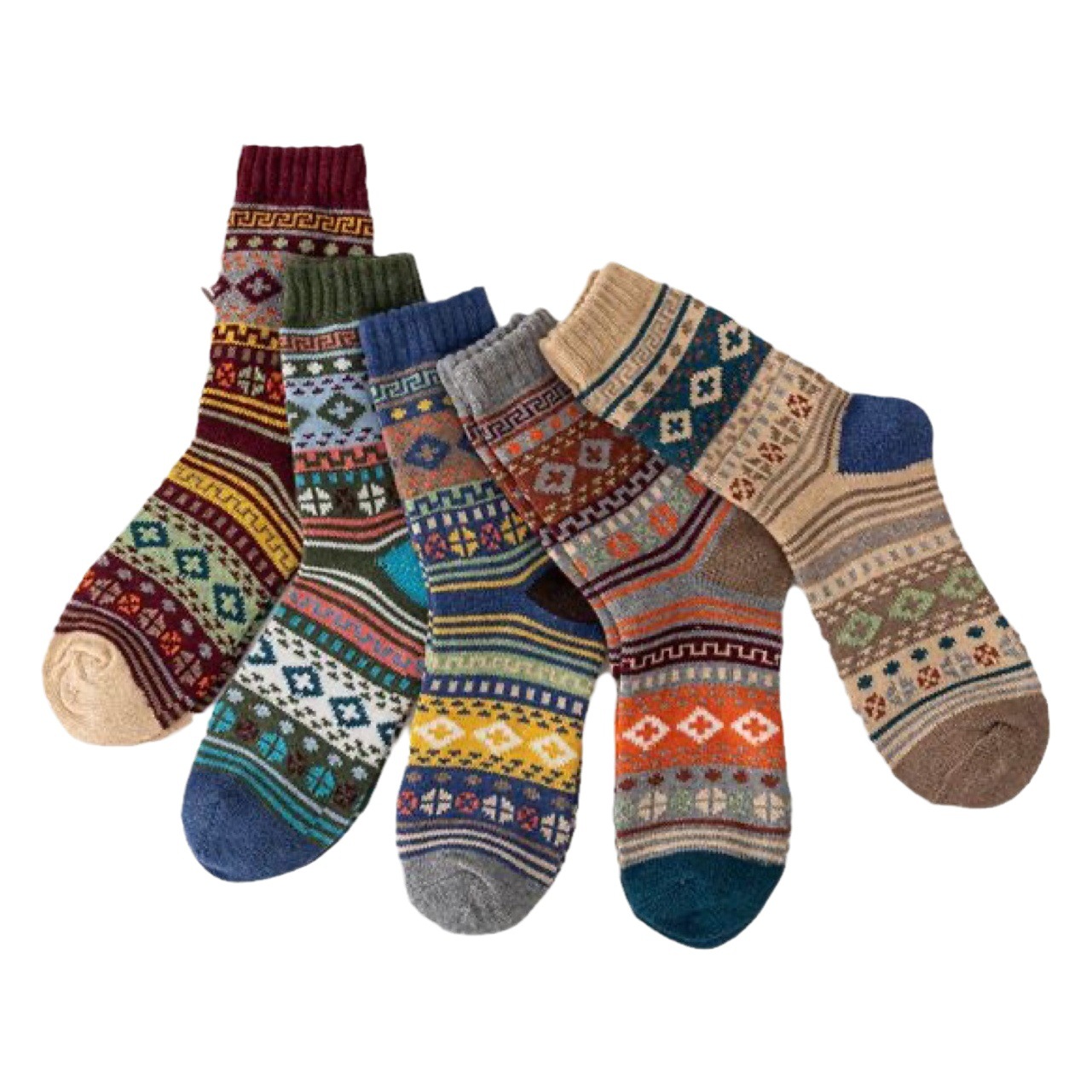 2023 Winter hot cross-border supply thickened warm thick needle rabbit wool men's socks ethnic style thick thread socks