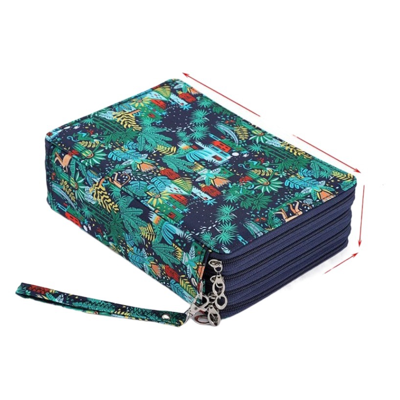 Oxford Cloth Printed Multi-Color Pencil Bag Student Stationery Bag 200-Hole Art Painting Storage Pencil Bag Portable Zipper