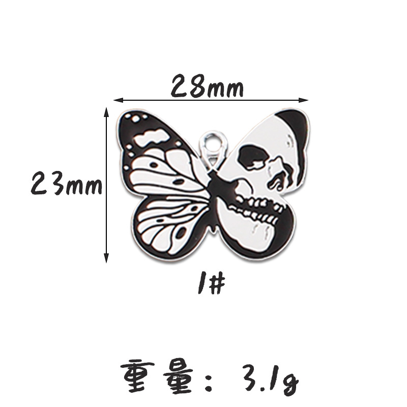 Picture of Halloween Skull Butterfly Card Moon Star DIY Handmade Jewelry Accessories Alloy Drop Oil Pendant Earrings Pendant