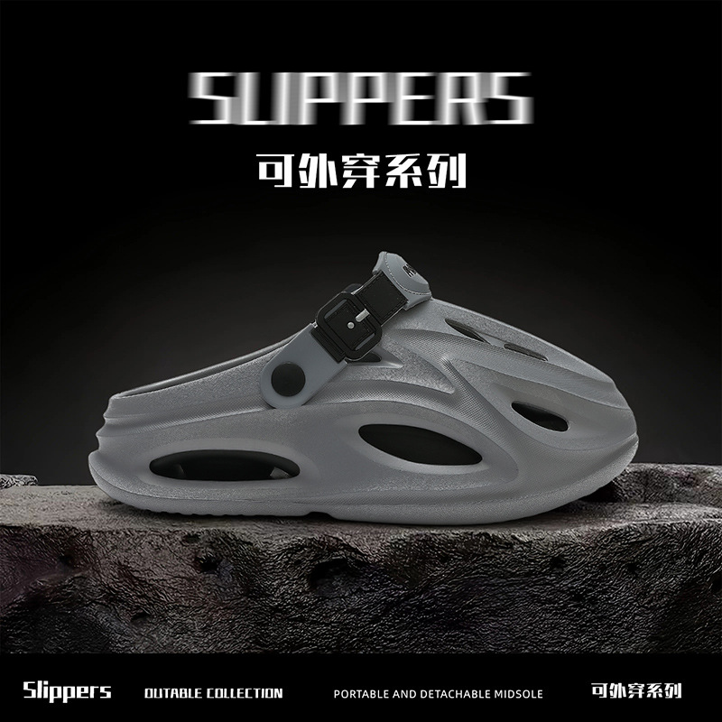 Croc Shoes Men's Summer Outer Wear Casual Breathable Non-Slip Thick-Soled Toe-Toe Two-Wear Beach Driving Sandals Men's Wholesale