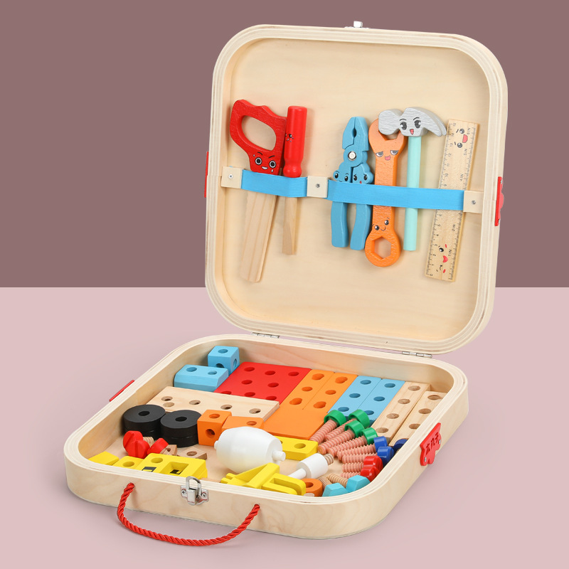 Picture of Children's Toolbox Simulation Screw Dismounting Nut DIY Multifunctional Wooden Boys Play Home Educational Toys