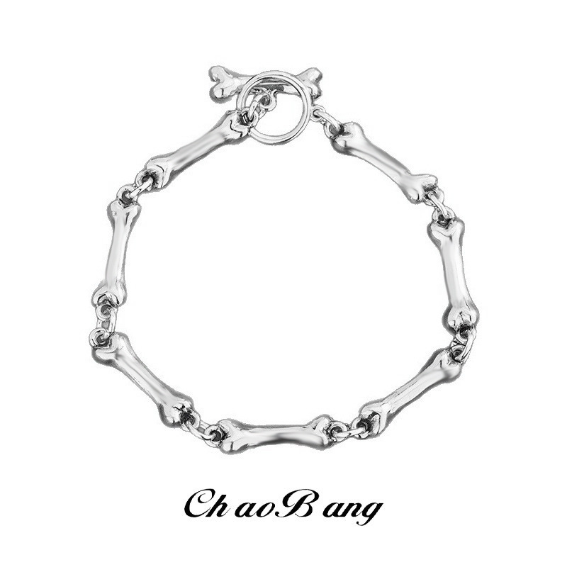 Bone String Bracelet for Men, Trendy Fashion Hip-Hop High-End Versatile Simple Niche Personalized Design Gift Jewelry for Women