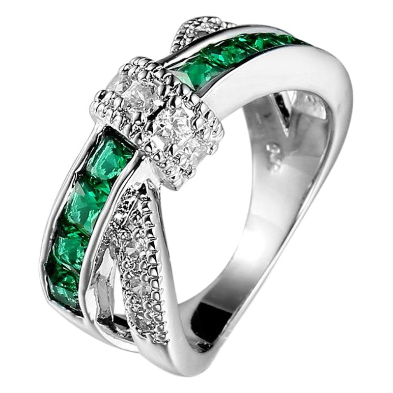 Cross-border AliExpress Hot Color Zircon Jewelry Ring Women's European and American Foreign Trade Explosions Cross Shape Jewelry Bracelet