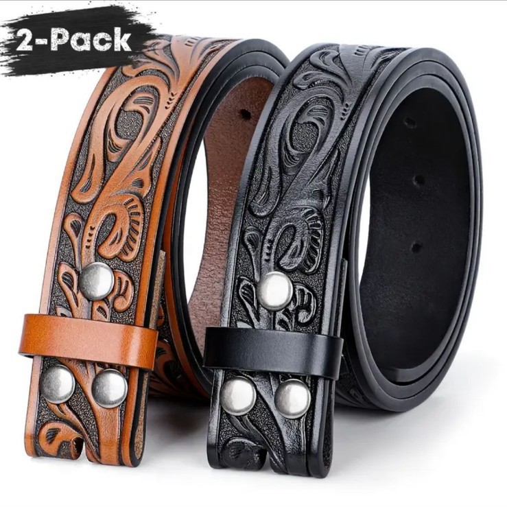Cross-Border Men's Embossed Alloy American Retro Genuine Leather Belt Buckle Personalized Trend Western Cowboy Belt Buckle