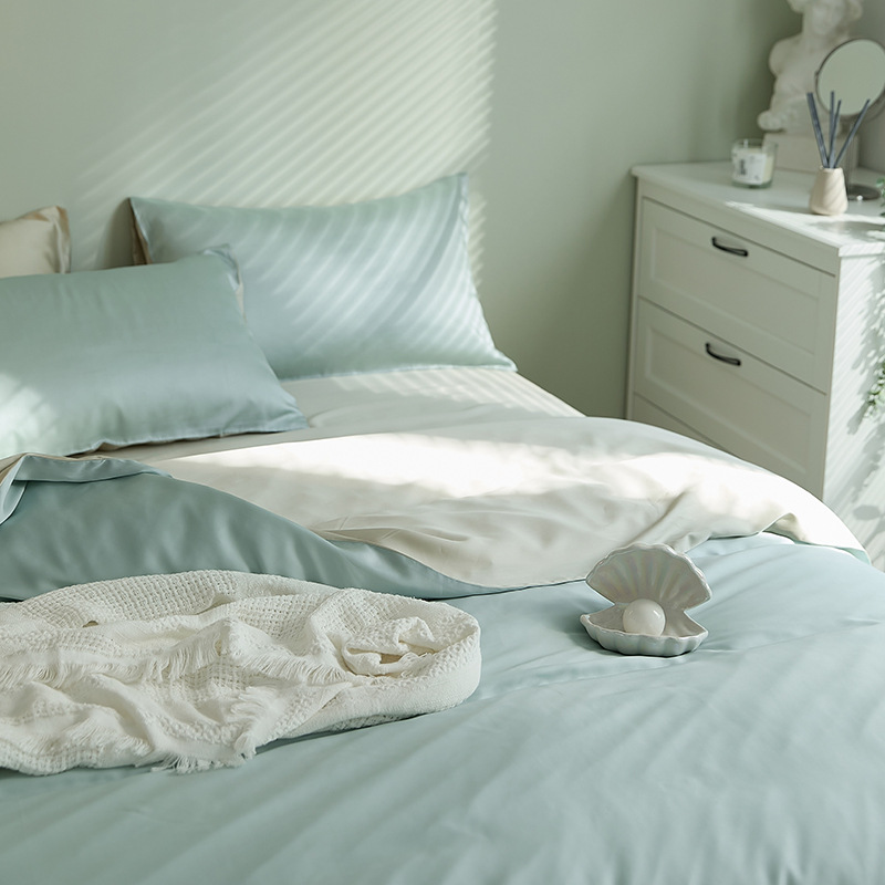 Picture of Light Luxury 60-Count Lenzing Tencel Four-Piece Set Double-Sided Lyocell Cool Ice Silk Cool Feeling Naked Sleeping Tencel Bed Bed Sheets Quilt Cover