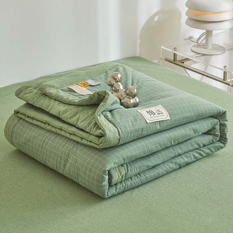 Picture of Class A Maternal and Infant Grade Xinjiang Cotton Summer Quilt Non-printed Wind-washed Cotton Summer Cool Quilt Plaid Air-conditioning Quilt Summer Thin Quilt