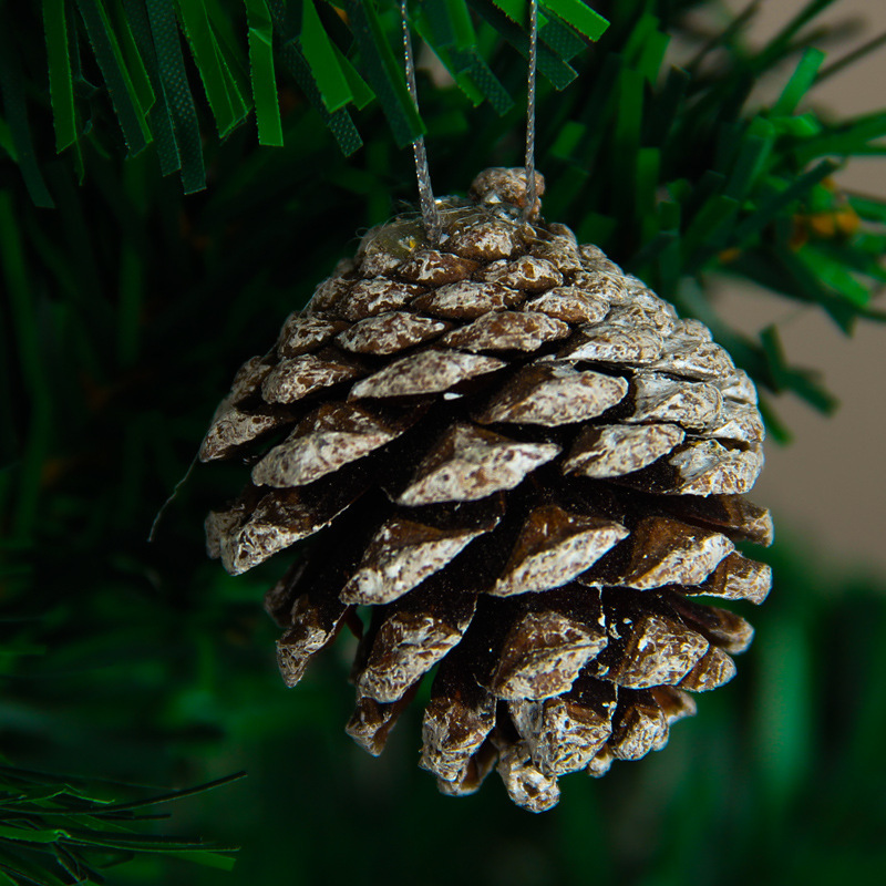 Picture of Christmas tree decoration pine cone pendant Christmas decoration supplies pine cone dyed white pine cone ornaments about 5CM