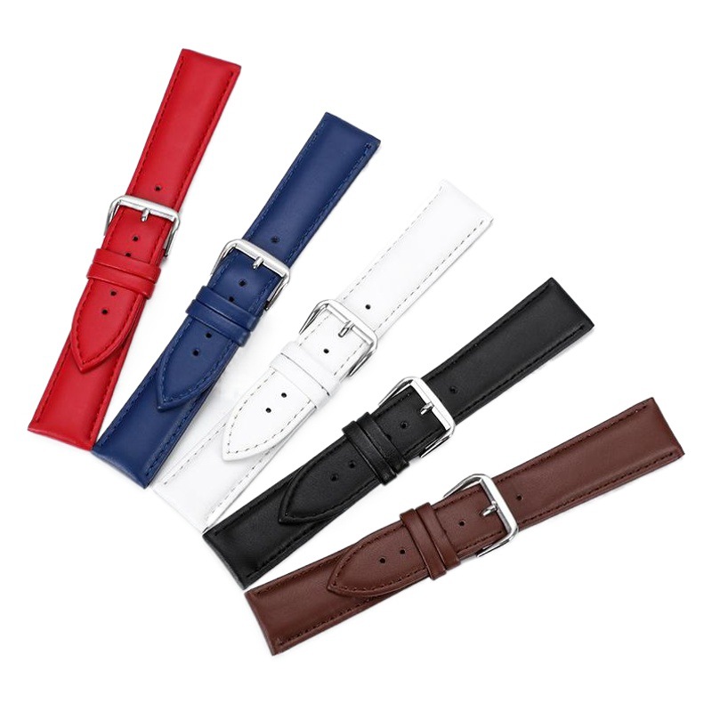 Factory wholesale watch strap genuine leather strap cowhide plain color soft waterproof sweat-proof watch accessories