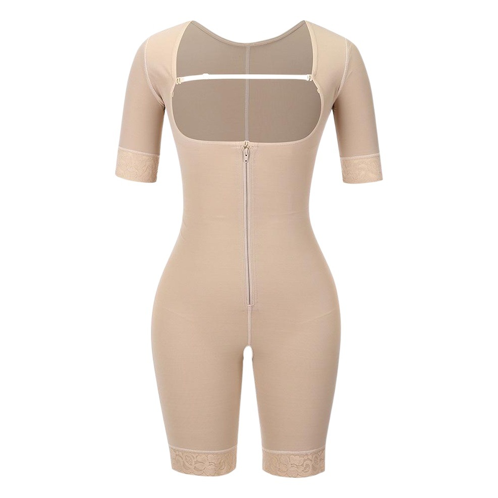Cross-border Zipper Siamese Shaping Clothes Women's Sleeve body shaper Foreign Trade Large Size Lace shapewear