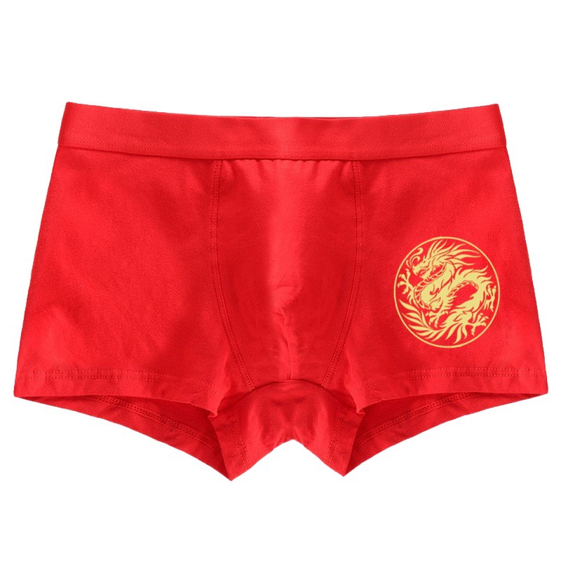 Year of the Snake Red Underwear for Men Whose Zodiac Year Is the Snake, Men's Boxer Briefs, Red Gift, One-Piece Drop Shipping Manufacturer Direct Supply