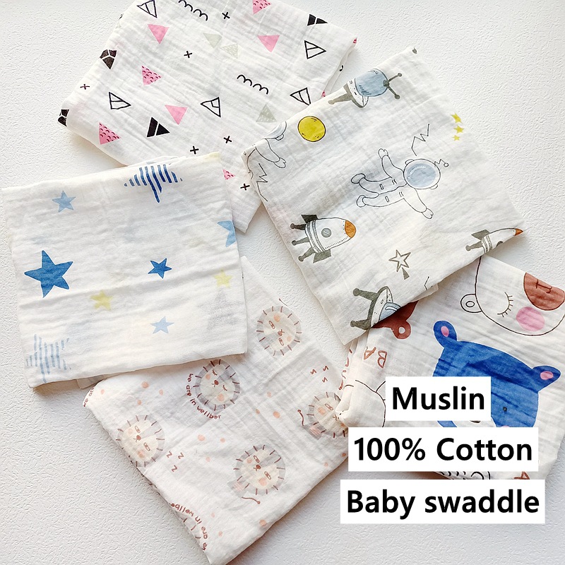Non-fluorescent Single-layer Thin Newborn Pure Cotton Gauze Birth Room Wrapping Towel Swaddling Towel Cover Baby Bath Towel