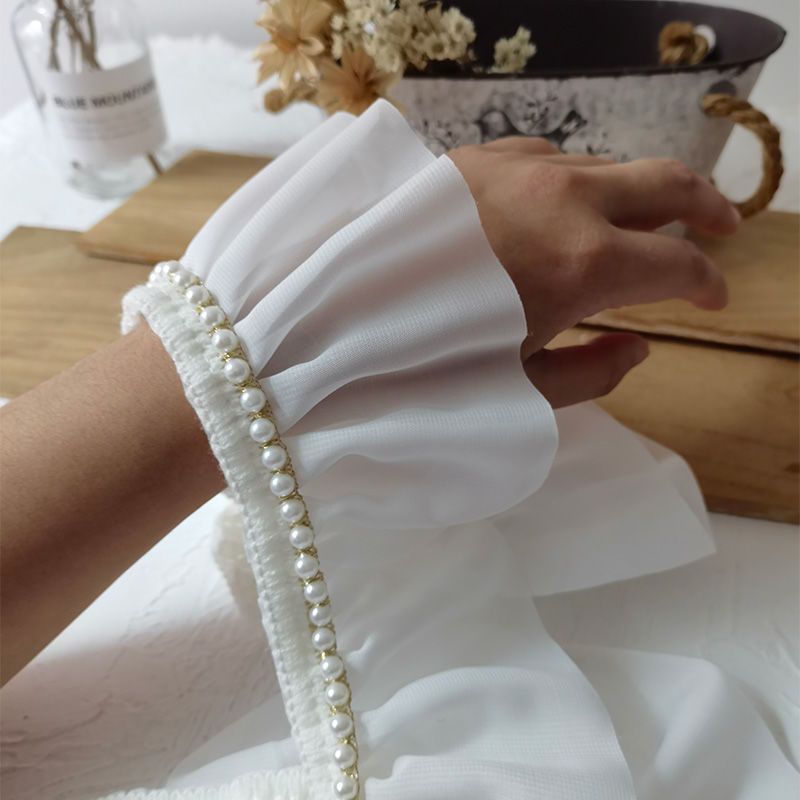 8cm Widened Chiffon Beads White Lolita Costume Collar Cuff Curtain Home Lace Lace Factory