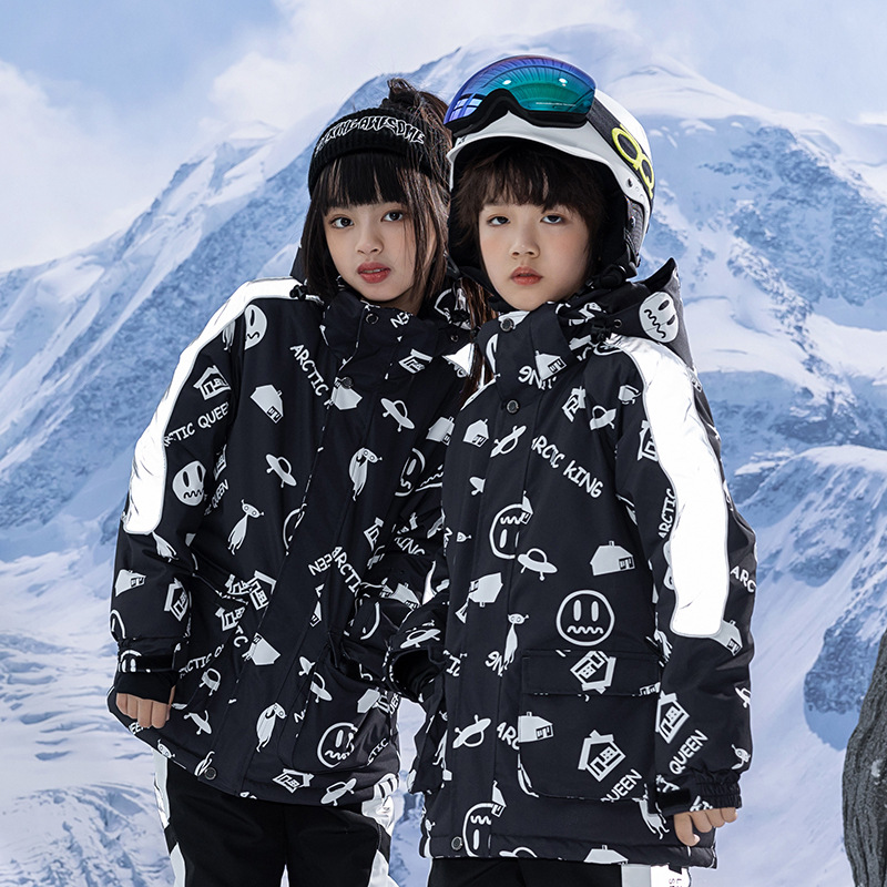 Picture of Children's Ski Suit for Boys and Girls Winter Outdoor Windproof Water-splashing Warm Thickened Snowboard Double-board Ski Suit New