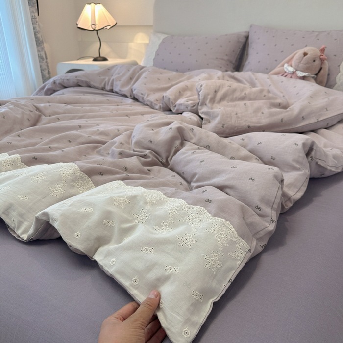Picture of Class a French Bedding Four-Piece Set Pure Cotton Double-Layer Gauze Quilt Cover Bed Sheetss Summer Bed Bed Sheetss Dormitory Three-Piece Set 4