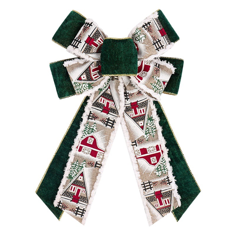 Christmas tree decoration tree top bow Christmas handmade diy decorative plush bow ribbon wholesale