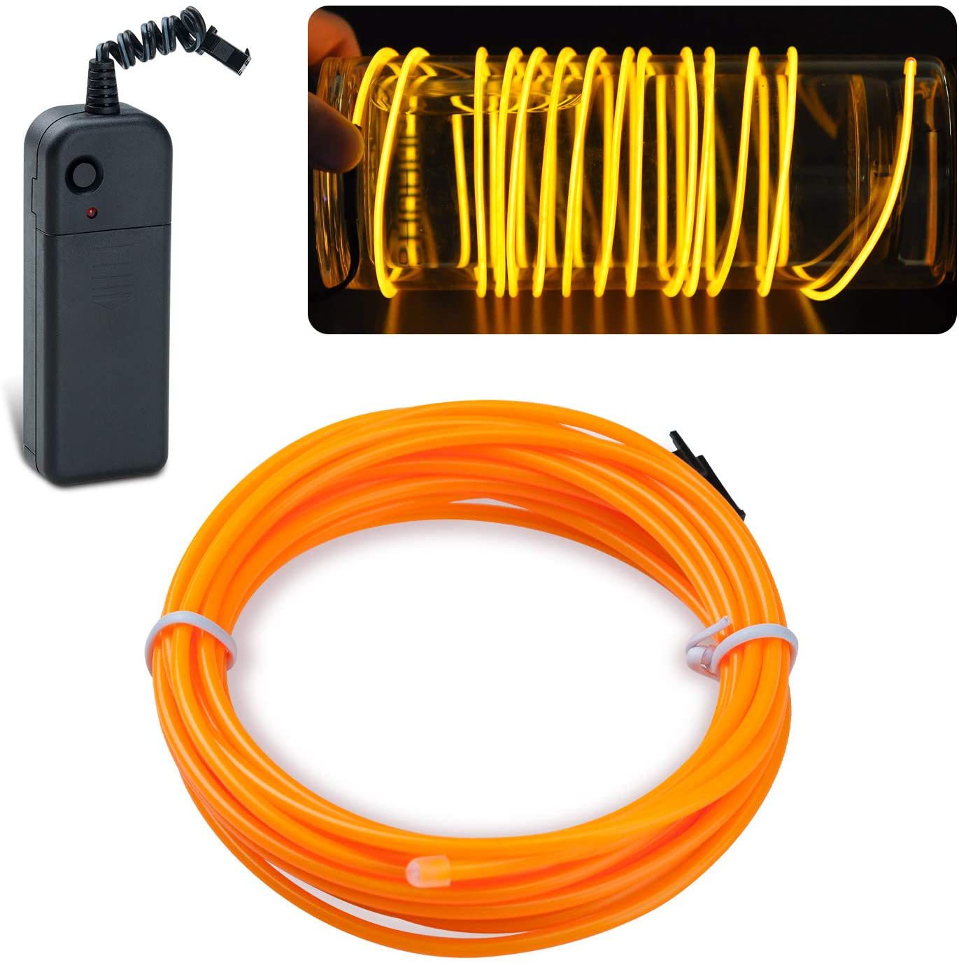 Picture of Luminous Wire Manufacturer 2.3mm Round Wire Can Be Bent at Will Without Losing Light, Comes with 3V Battery Box Driver and USB