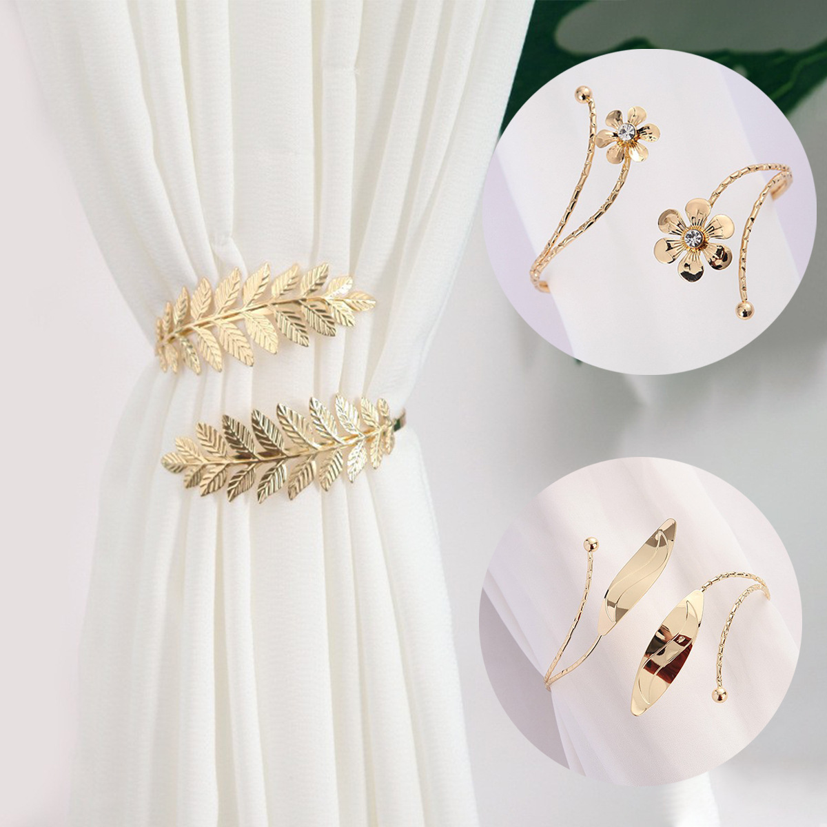 Nordic Hot Selling Modern Style Light Luxury Maple Leaf Curtain Straps Metal Curtain Buckle Multifunctional Curtain Rope Wholesale