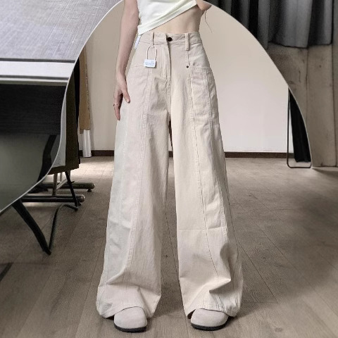 New Fashionable Brand American Style Ins Style Wide-leg Overalls Girls All-match Loose Vibe Vintage Design Denim Trousers