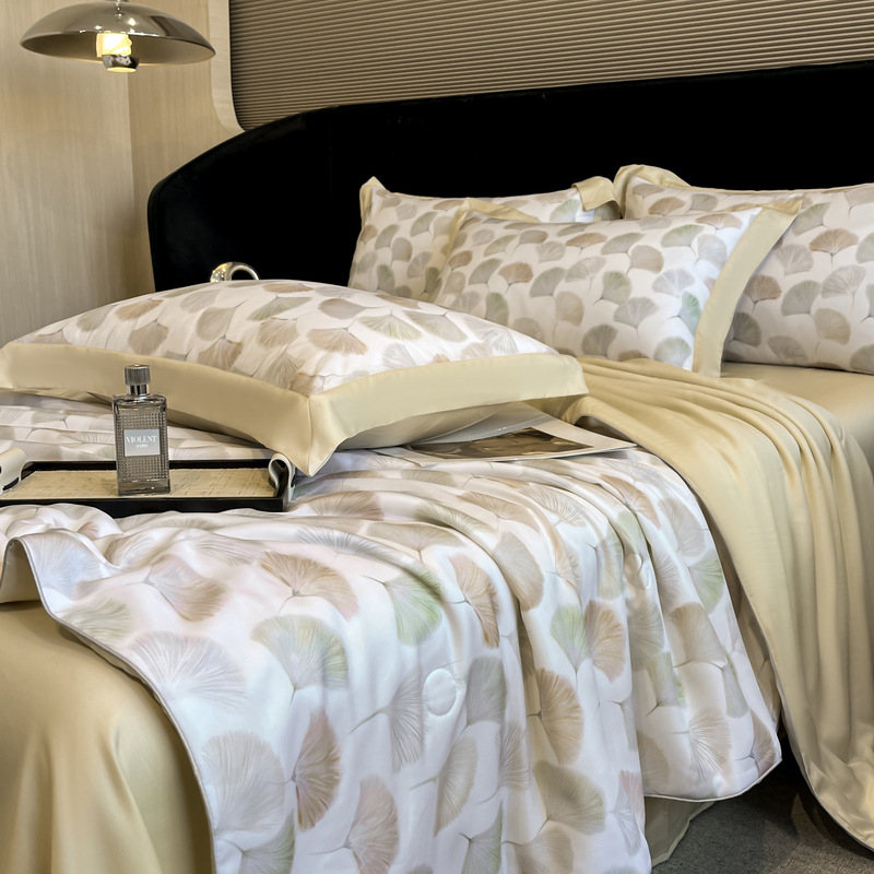 Picture of Class A Lyocell Fiber Printed Summer Cool Quilt Four-piece Set Summer Cool Air-conditioning Quilt Ice Silk Thin Quilt Machine Washable