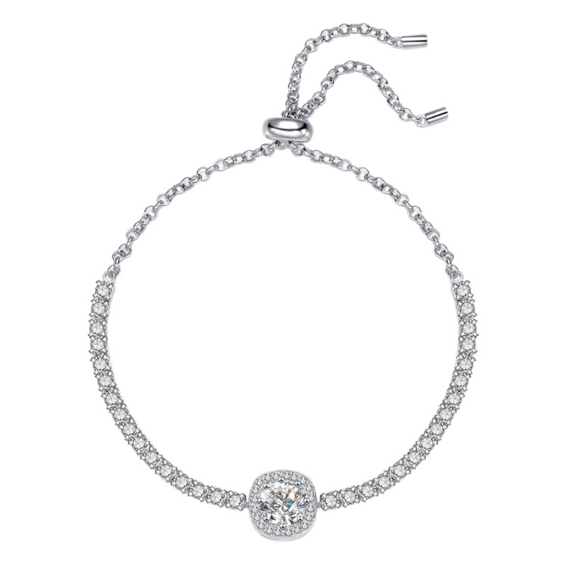 S925 sterling silver bracelet women's colorful moissanite bracelet gypsophila bracelet cross-border manufacturers wholesale jewelry