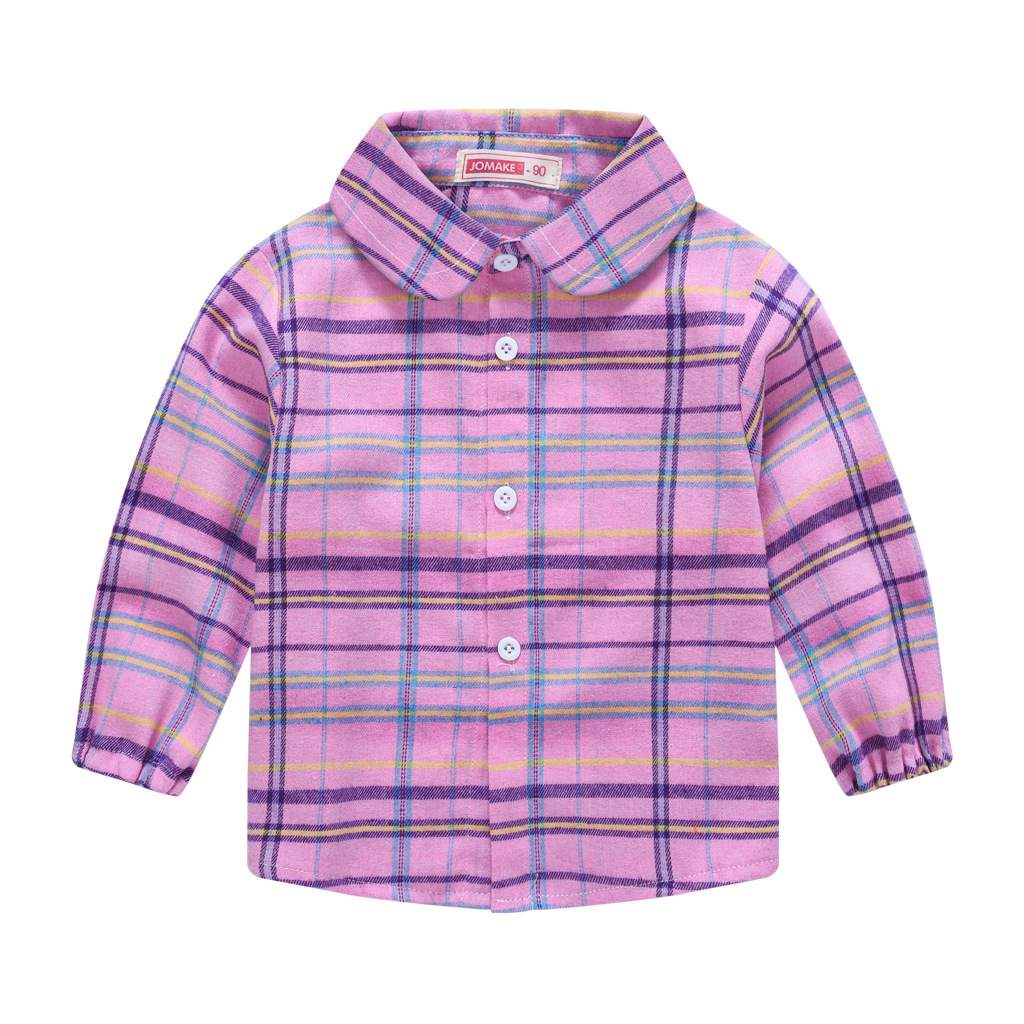 Picture of New children's spring and autumn casual long-sleeved shirt Korean style boys and girls plaid shirt children's trendy brushed shirt